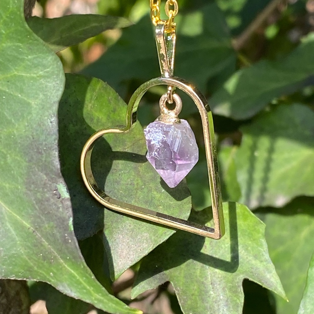 Amethyst Heart-Drop Necklace